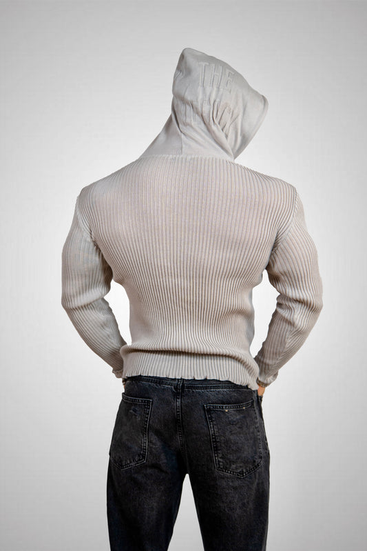 Maglia Coste con Cappuccio THE LEGACY - Gesso