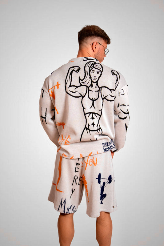 Felpa Oversize Drawed THE LEGACY - Bianco