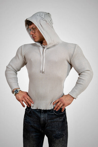 Maglia Coste con Cappuccio THE LEGACY - Gesso