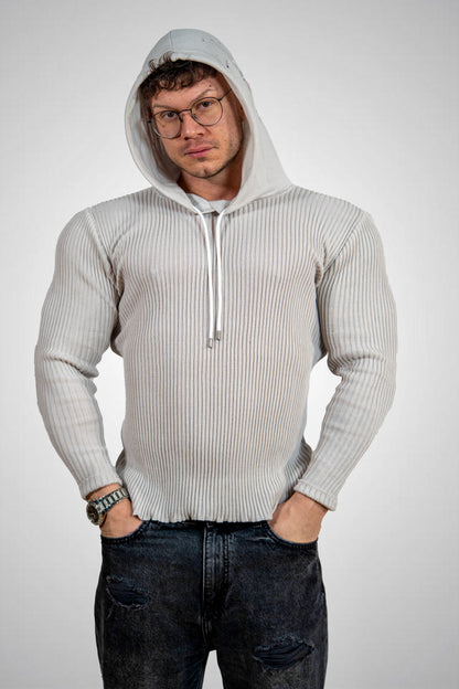 Maglia Coste con Cappuccio THE LEGACY - Gesso