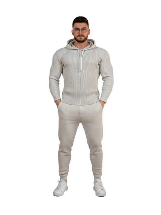 Maglia Coste con Cappuccio THE LEGACY - Gesso